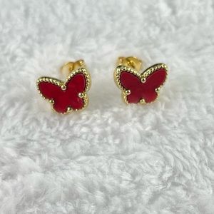 Gold Red Beautiful butterfly earrings